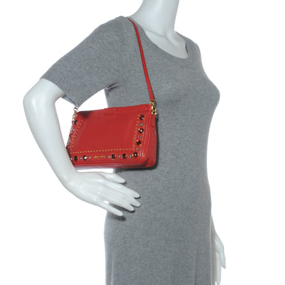 Miu Miu Leather Crystal Embellished Pochette Rosso 2 of 7