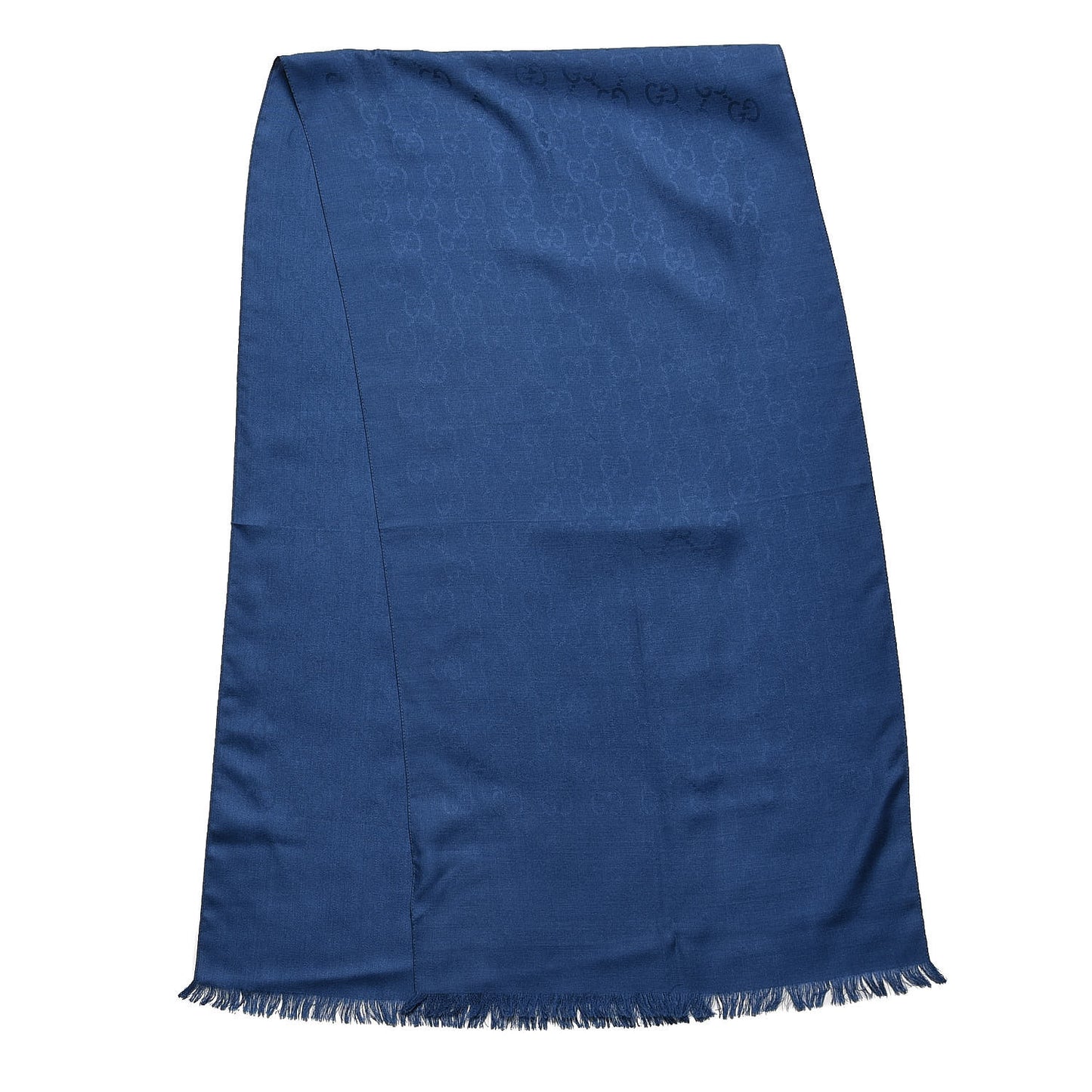 Wool Silk Jacquard Monogram Scarf Blue