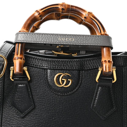 Gucci Textured Dollar Calfskin Web Mini Diana Tote Bag Black Dusty Grey 8 of 10