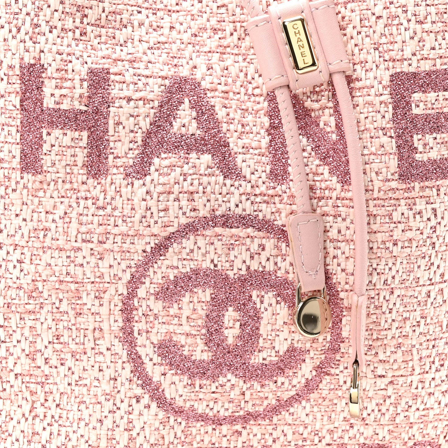 Lurex Boucle Deauville Drawstring Bucket Bag Pink