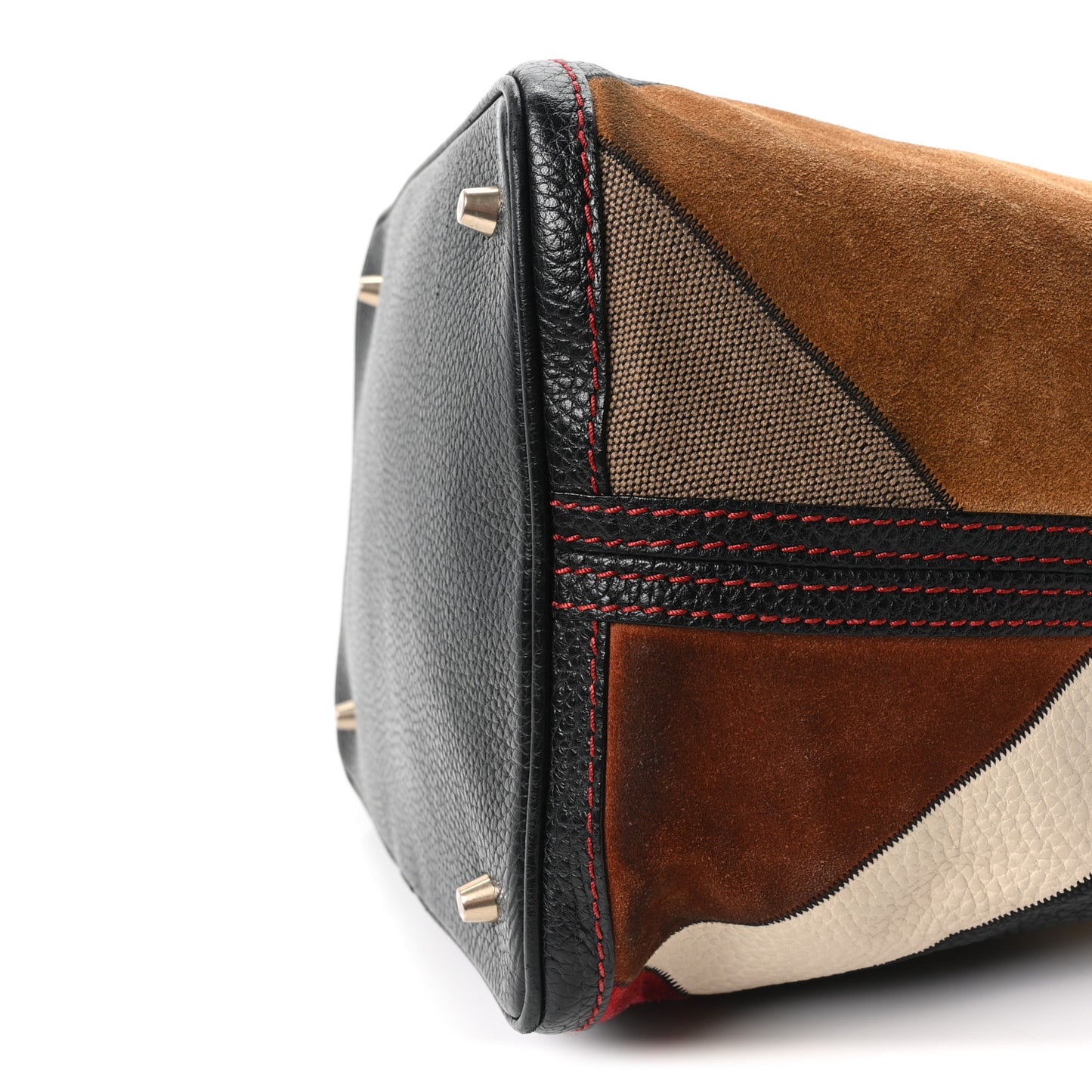 Grainy Calfskin Suede Canvas Mega Check Patchwork Medium Ashby Hobo Multicolor
