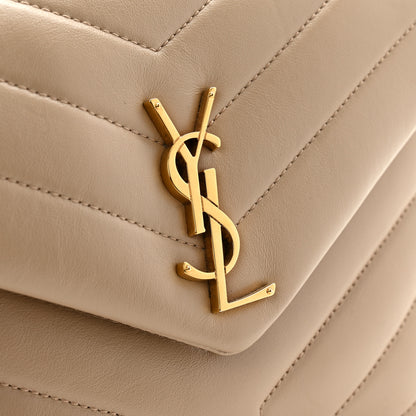 Saint Laurent Calfskin Y Quilted Monogram Small Loulou Chain Satchel Dark Beige 17 of 17