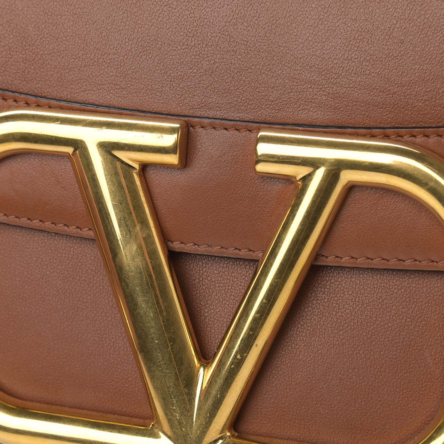 Smooth Calfskin Supervee Shoulder Bag Saddle Brown