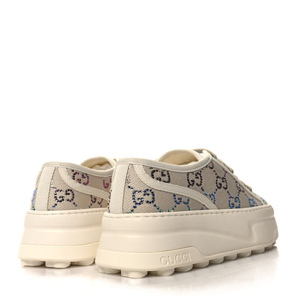 Gucci Canvas Lame Crystal GG Monogram Womens 1977 Tennis Platform 52mm Sneakers 36 Gardenia Silver Mystic White 4 of 7