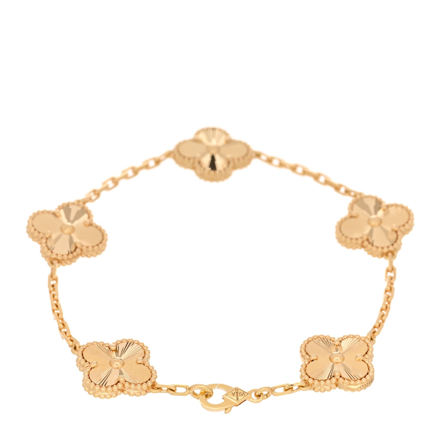 Van Cleef & Arpels 18K Yellow Gold 5 Motifs Guilloche Vintage Alhambra Bracelet 2 of 4