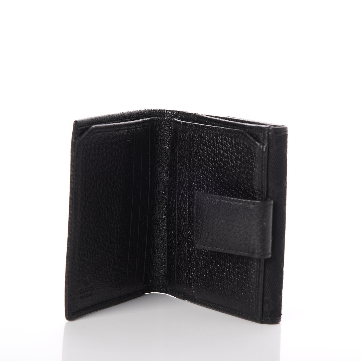 Gucci Monogram Textured Calfskin Metal Bar French Flap Wallet Black 5 of 7