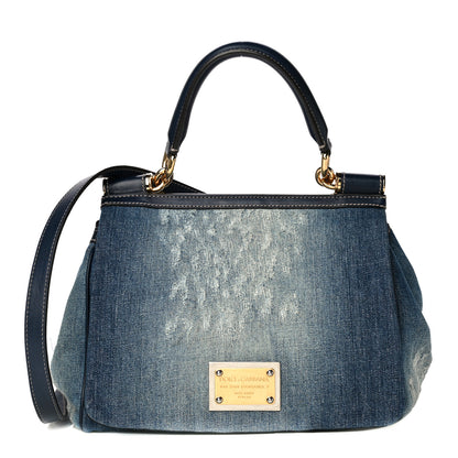 Dolce & Gabbana Distressed Denim Miss Sicily Satchel Blue Jeans 1 of 23