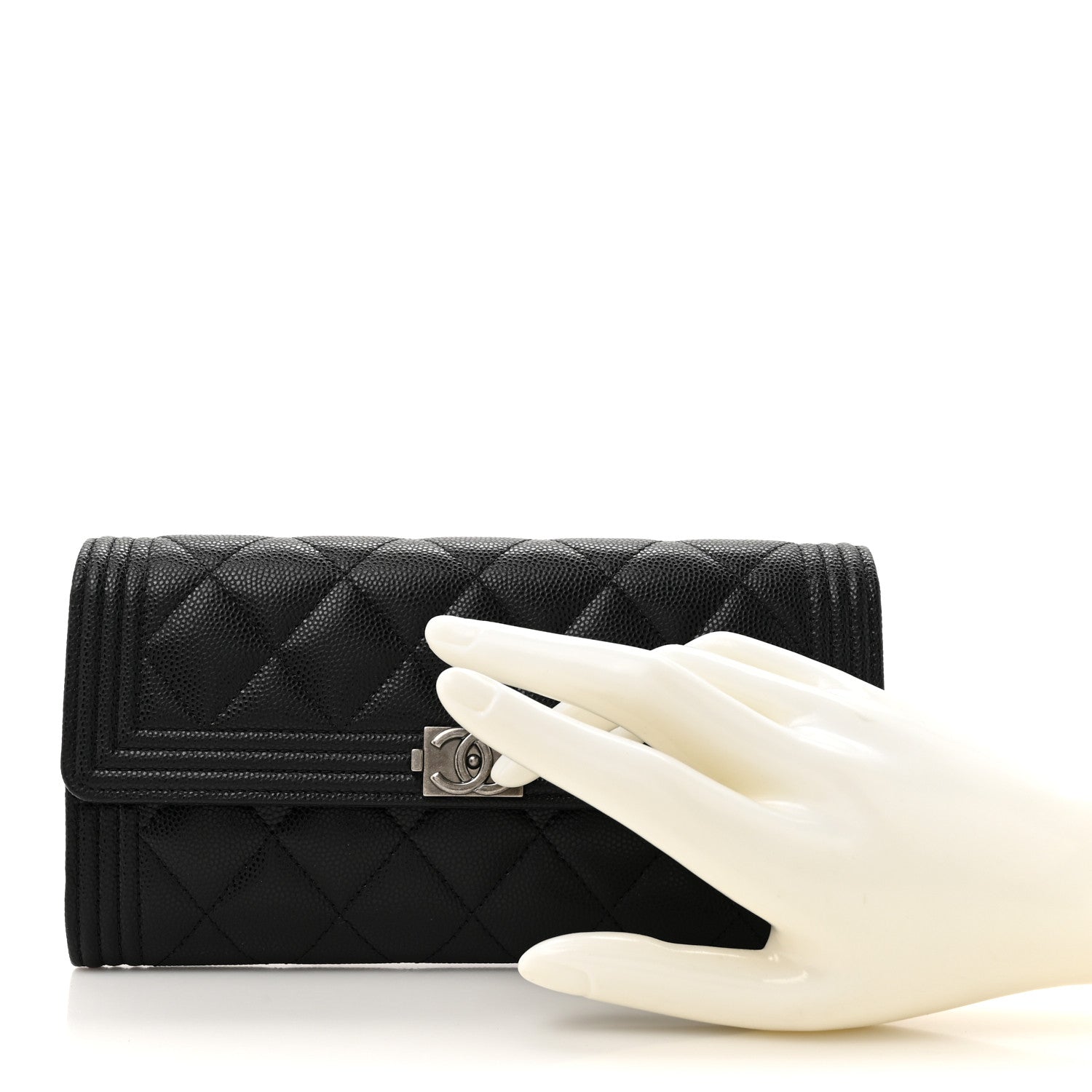 Chanel Caviar Quilted Long Boy Flap Wallet Black 2 of 10