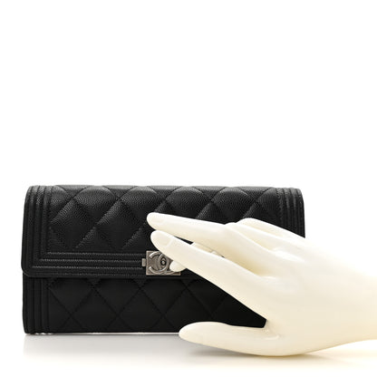 Chanel Caviar Quilted Long Boy Flap Wallet Black 2 of 10