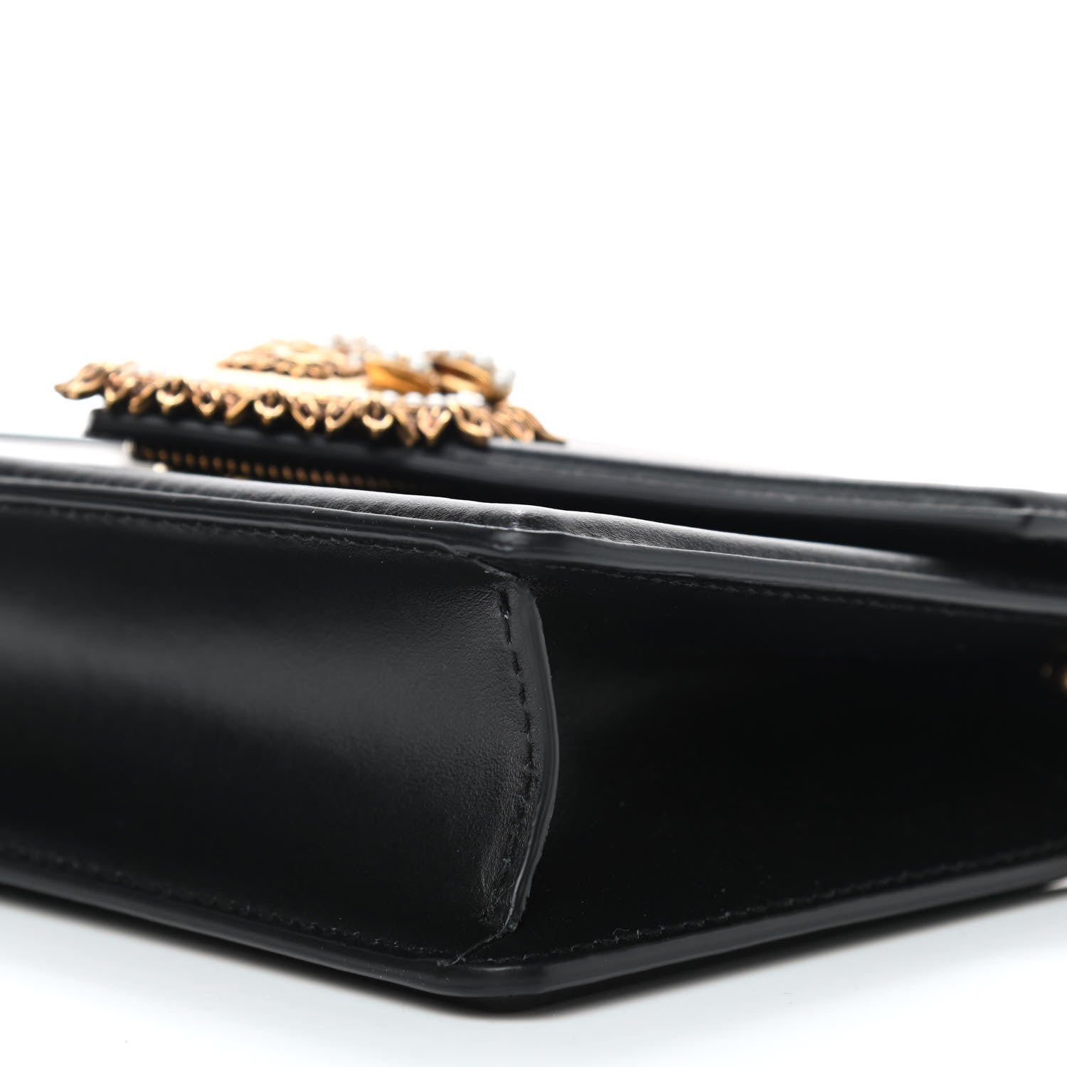 Dolce & Gabbana Smooth Calfskin Small Devotion Envelope Top Handle Bag Black 8 of 8