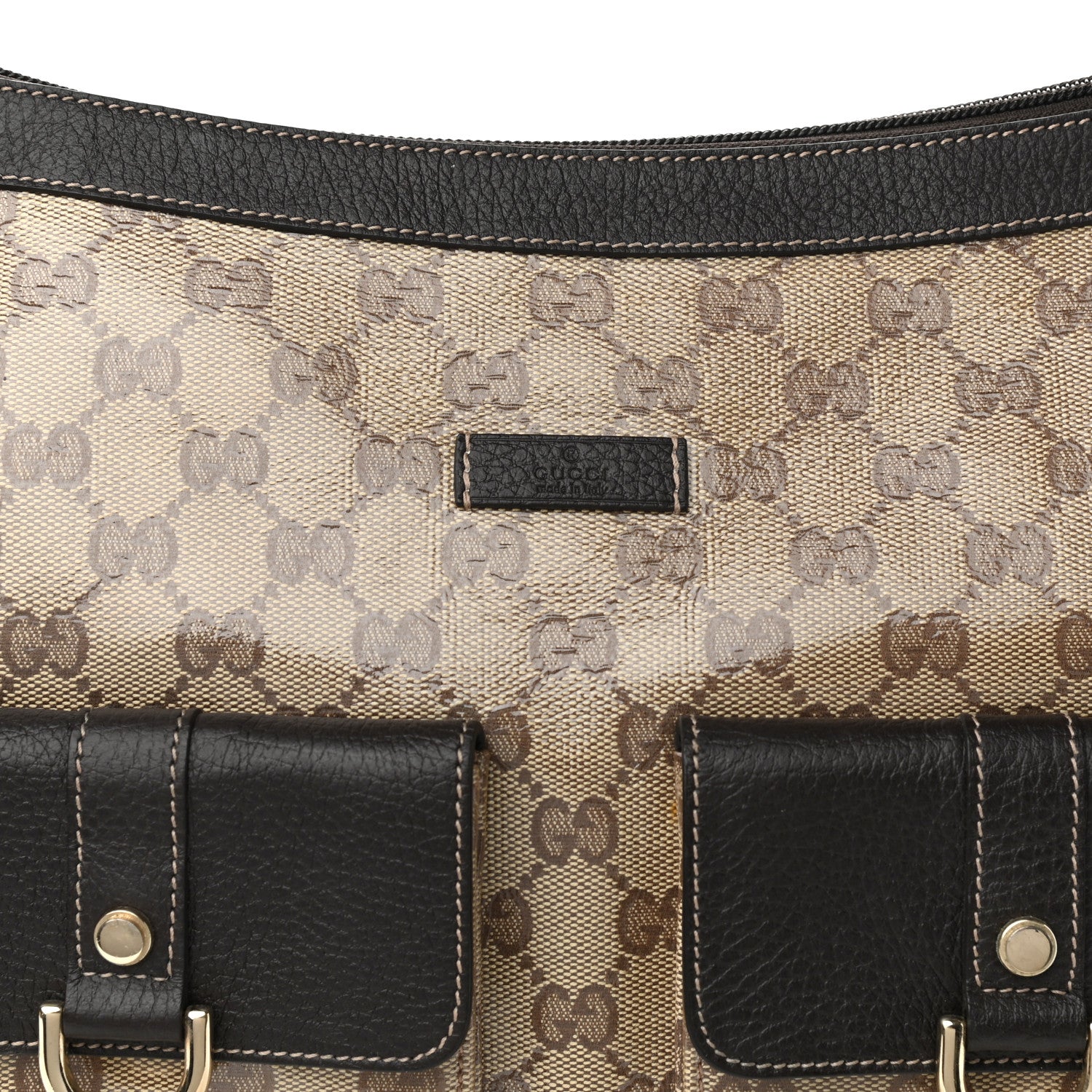Gucci Crystal Monogram Medium Abbey Pocket Hobo Tote Dark Brown 8 of 10