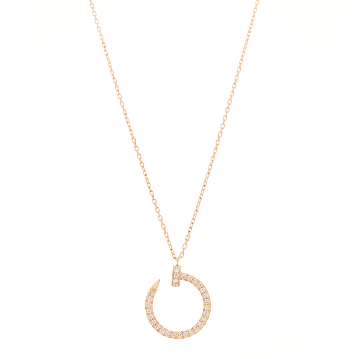 18K Pink Gold Diamond Juste Un Clou Paved Pendant Necklace
