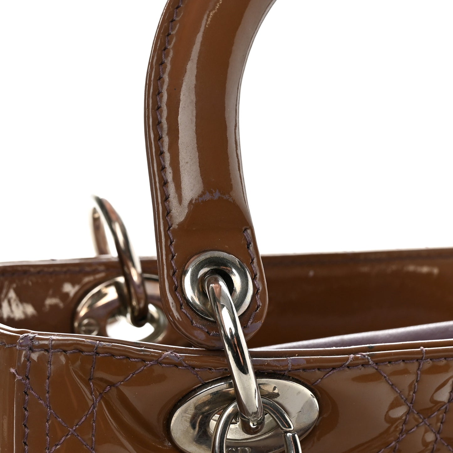 Patent Cannage Medium Lady Dior Brown
