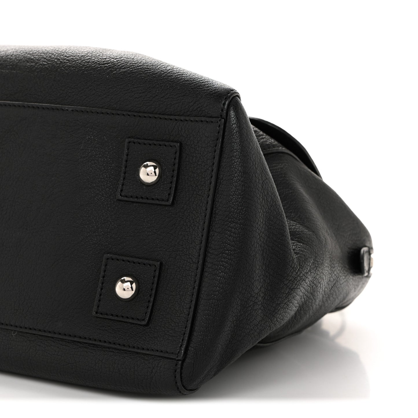 Glossy Goatskin Medium Del Rey Satchel Black