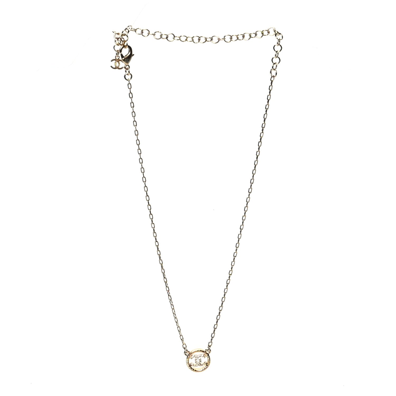 Chanel Crystal CC Chain Short Necklace Gold 3 of 5