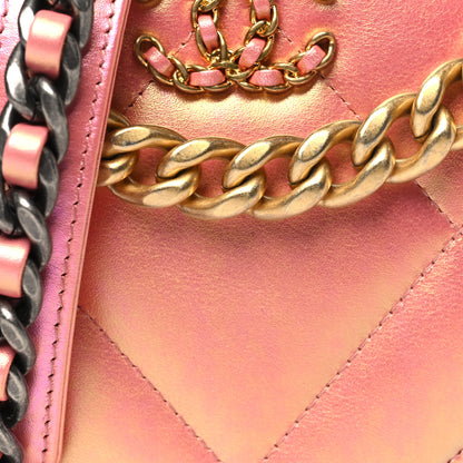 Chanel Iridescent Calfskin Quilted Chanel 19 Round Clutch With Chain Pink 8 of 10