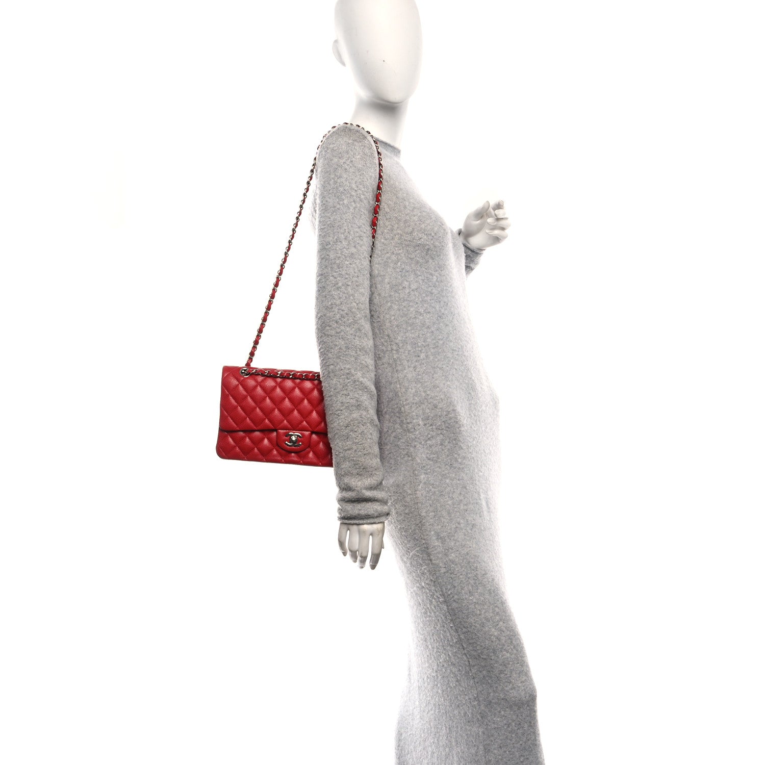 Chanel Caviar Quilted Medium Double Flap Red 2 of 10