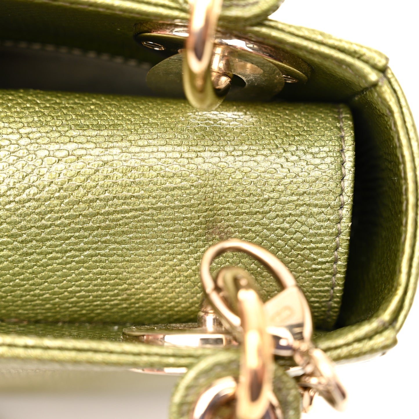 Metallic Lizard Mini Lady Dior Green