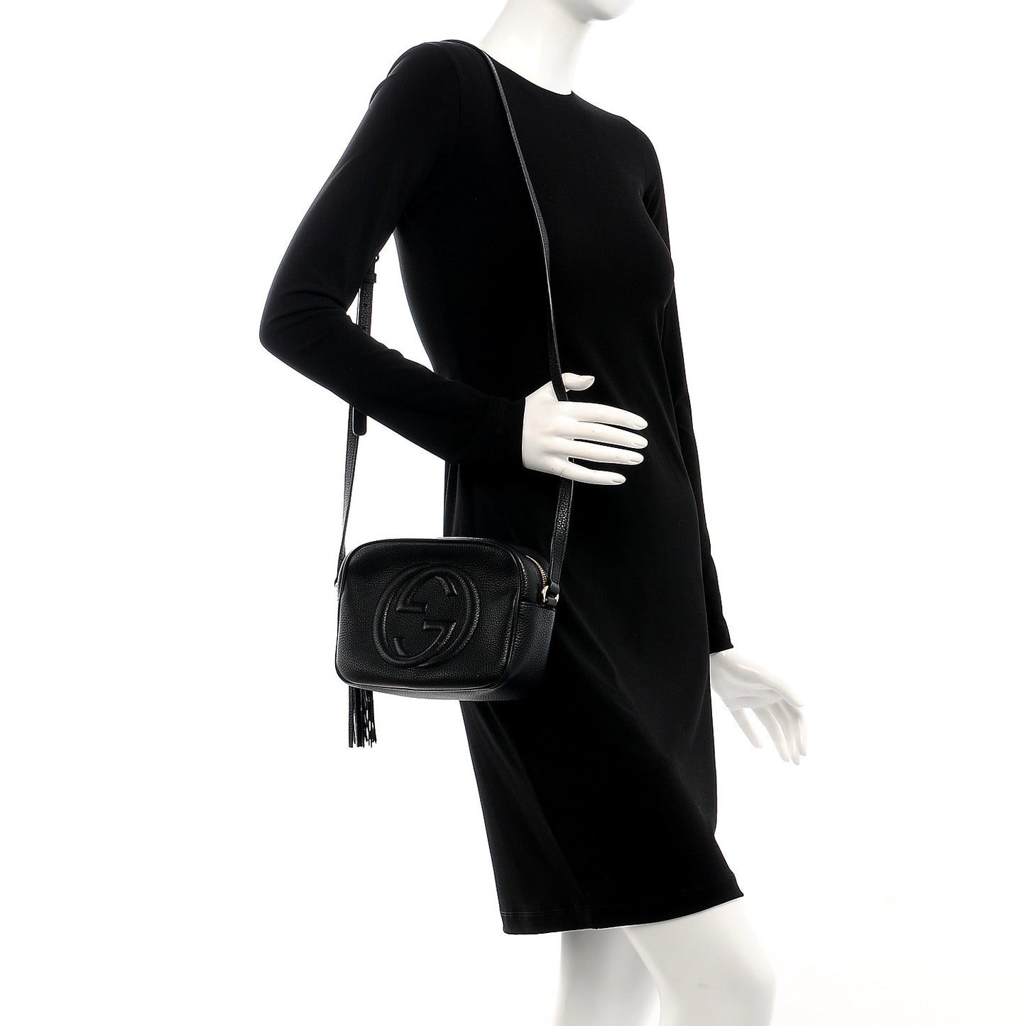 Pebbled Calfskin Small Soho Disco Bag Black