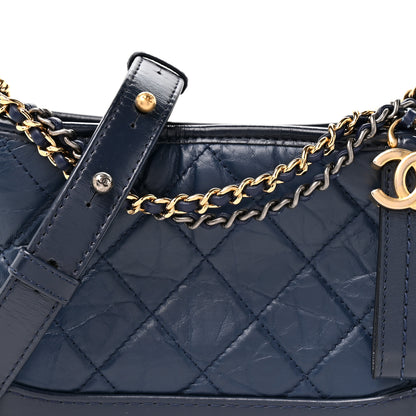 Chanel Aged Calfskin Quilted Small Gabrielle Hobo Navy 8 of 10