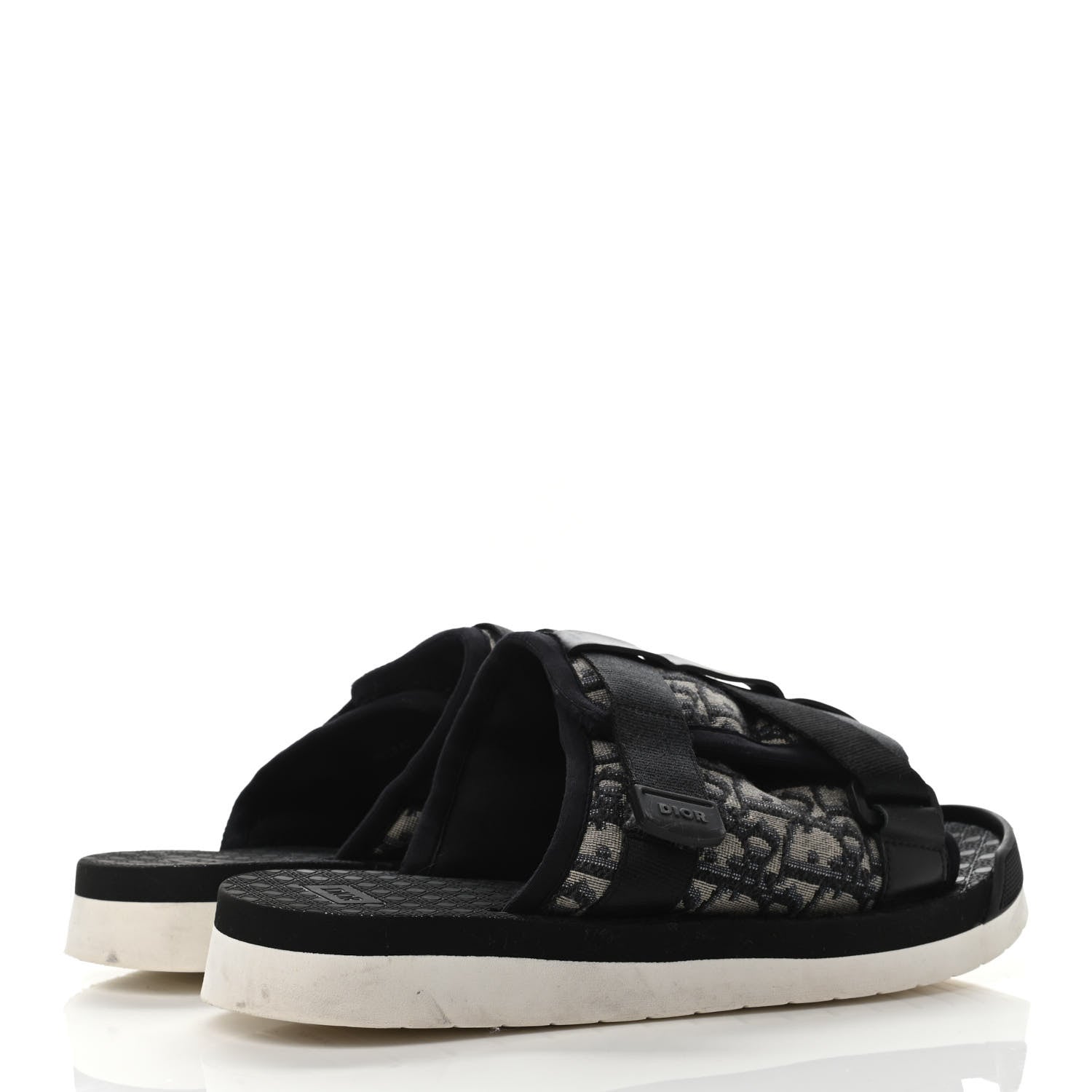 Christian Dior Oblique Jacquard Mens Alpha Sandals 42 Beige Black 3 of 4