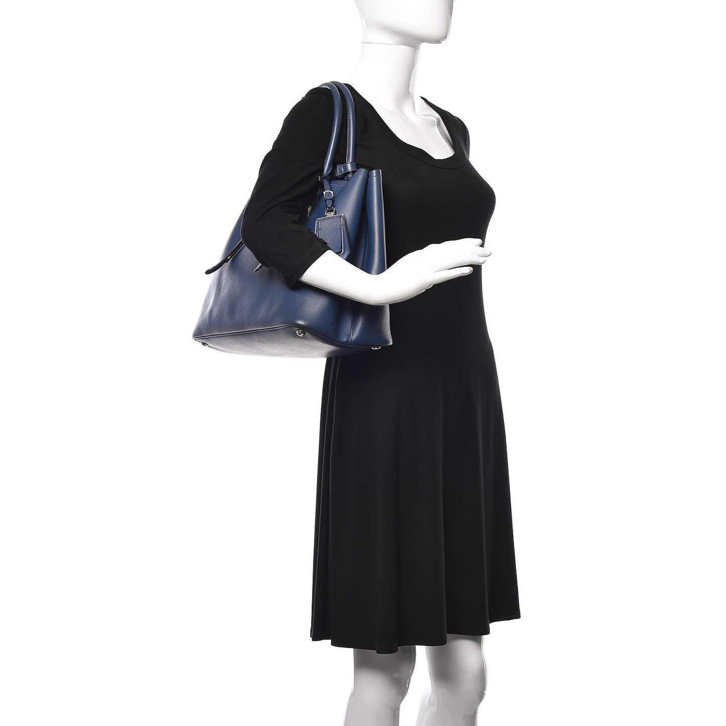 Saffiano Cuir Medium Double Handle Tote Bluette