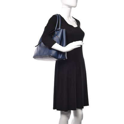 Prada Saffiano Cuir Medium Double Handle Tote Bluette 2 of 28