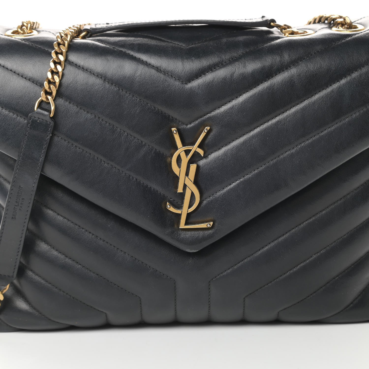 Saint Laurent Calfskin Y Quilted Monogram Medium Loulou Chain Satchel Black 8 of 17