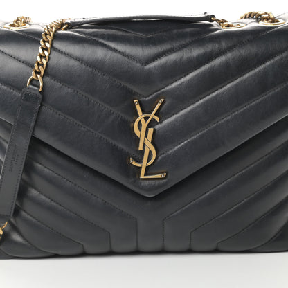 Saint Laurent Calfskin Y Quilted Monogram Medium Loulou Chain Satchel Black 8 of 17