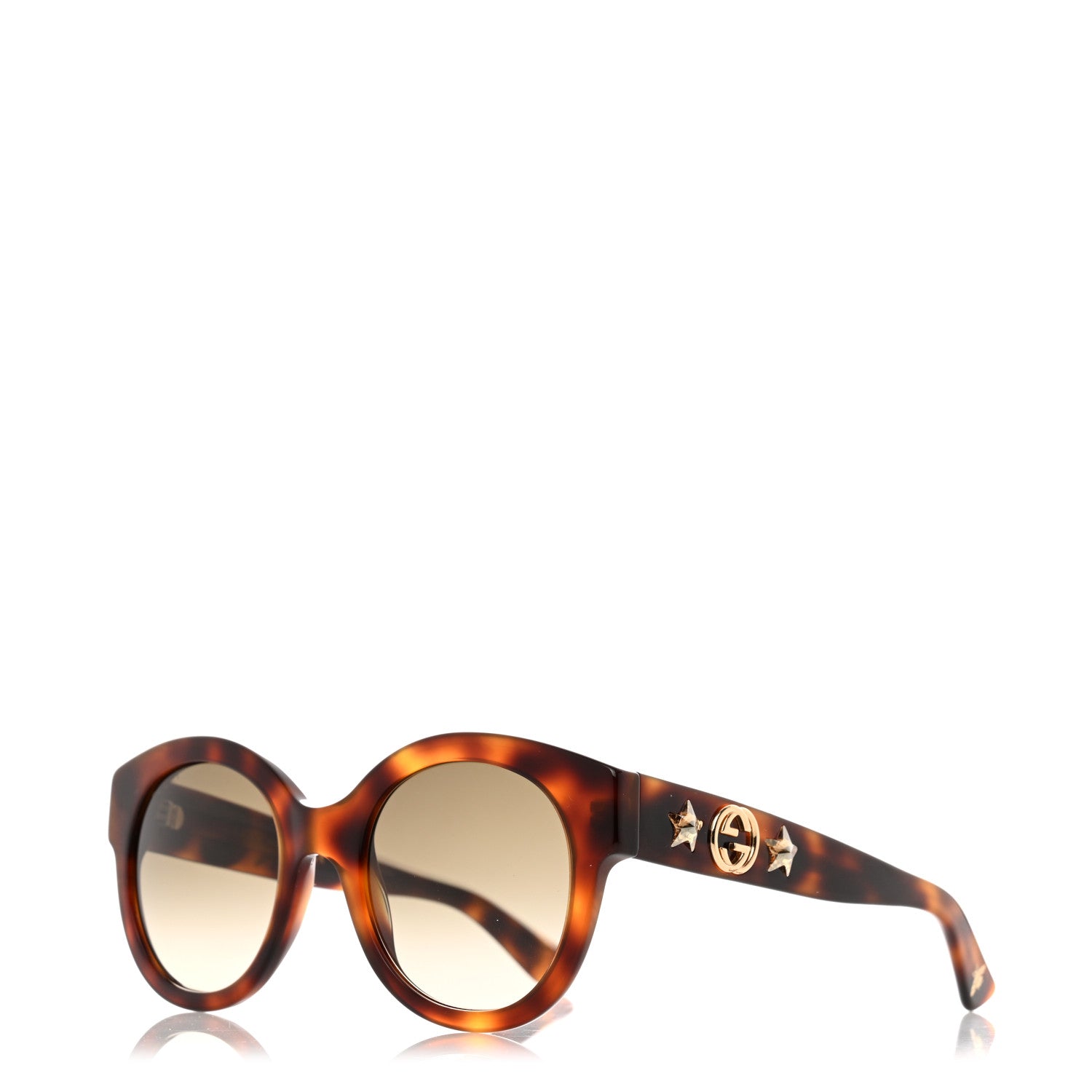 Gucci Acetate Round Frame GG Star Sunglasses GG0207S Tortoiseshell 1 of 8
