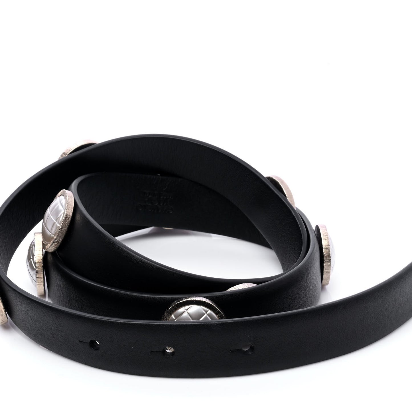 Calfskin Pearl Quilted CC Belt 80 32 Black