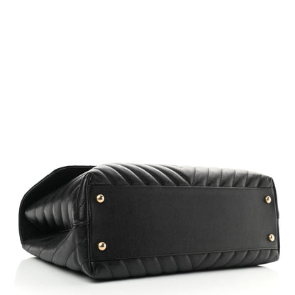 Chanel Caviar Chevron Quilted Medium Coco Handle Flap Black 4 of 10