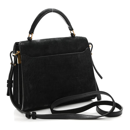 Saint Laurent Nubuk Crocodile Embossed Mini Classic Monogram Cassandra Top Handle Black 3 of 13