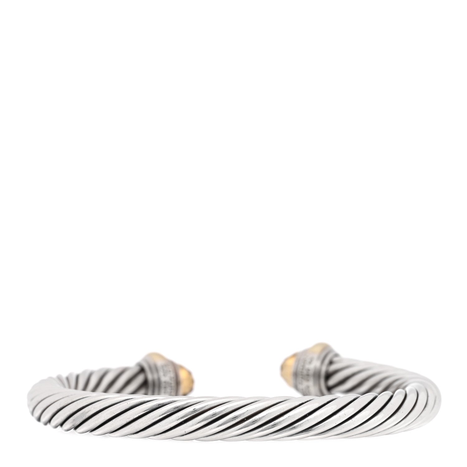 David Yurman Sterling Silver 14K Yellow Gold Citrine 7mm Cable Classics Bracelet 2 of 3