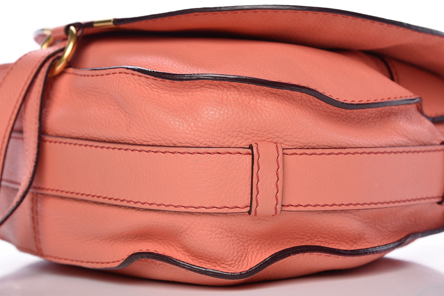 Chloe Grained Calfskin Medium Marcie Saddle Bag Coral Pop 11 of 14