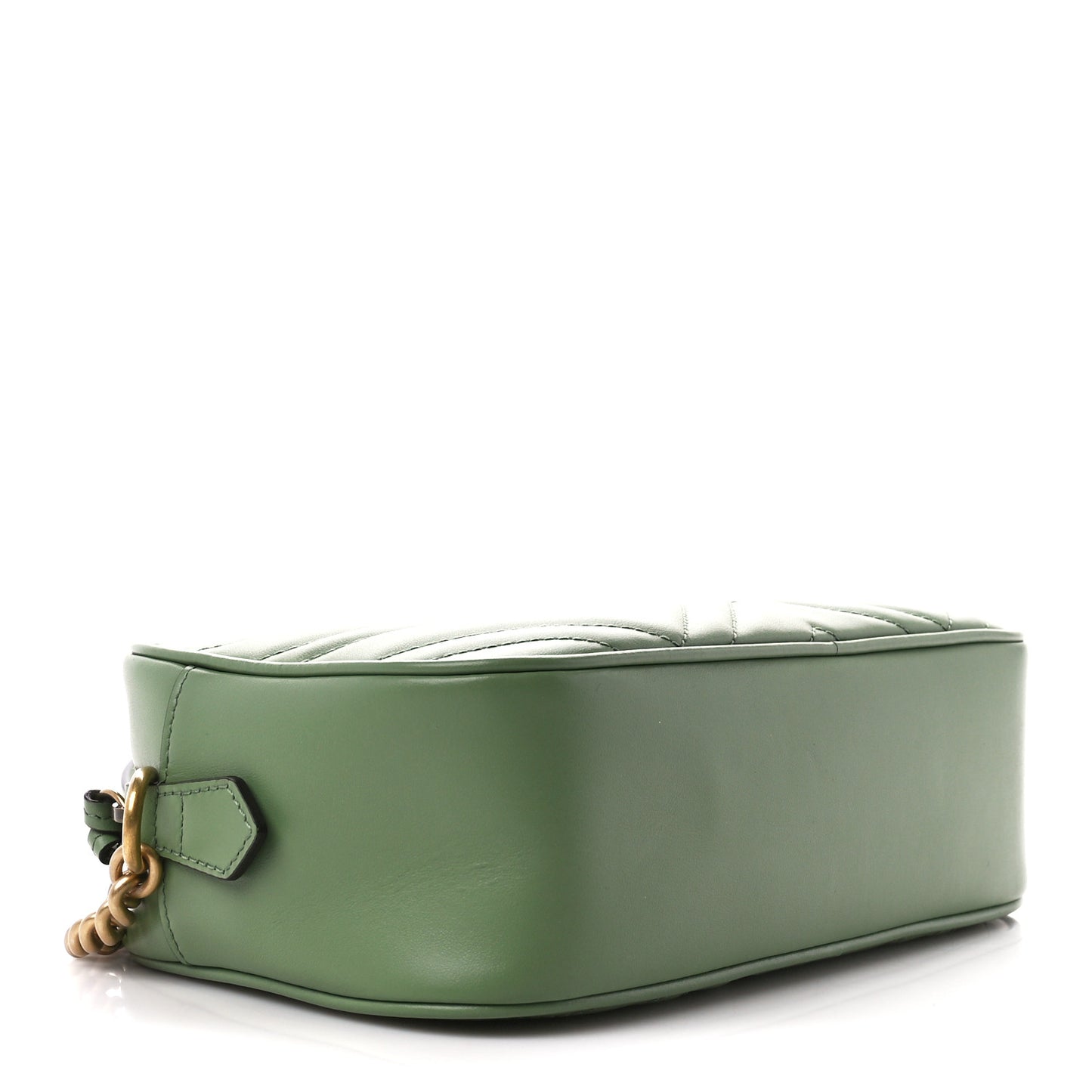 Calfskin Matelasse Chevron Small GG Marmont Chain Shoulder Bag Salamander Green