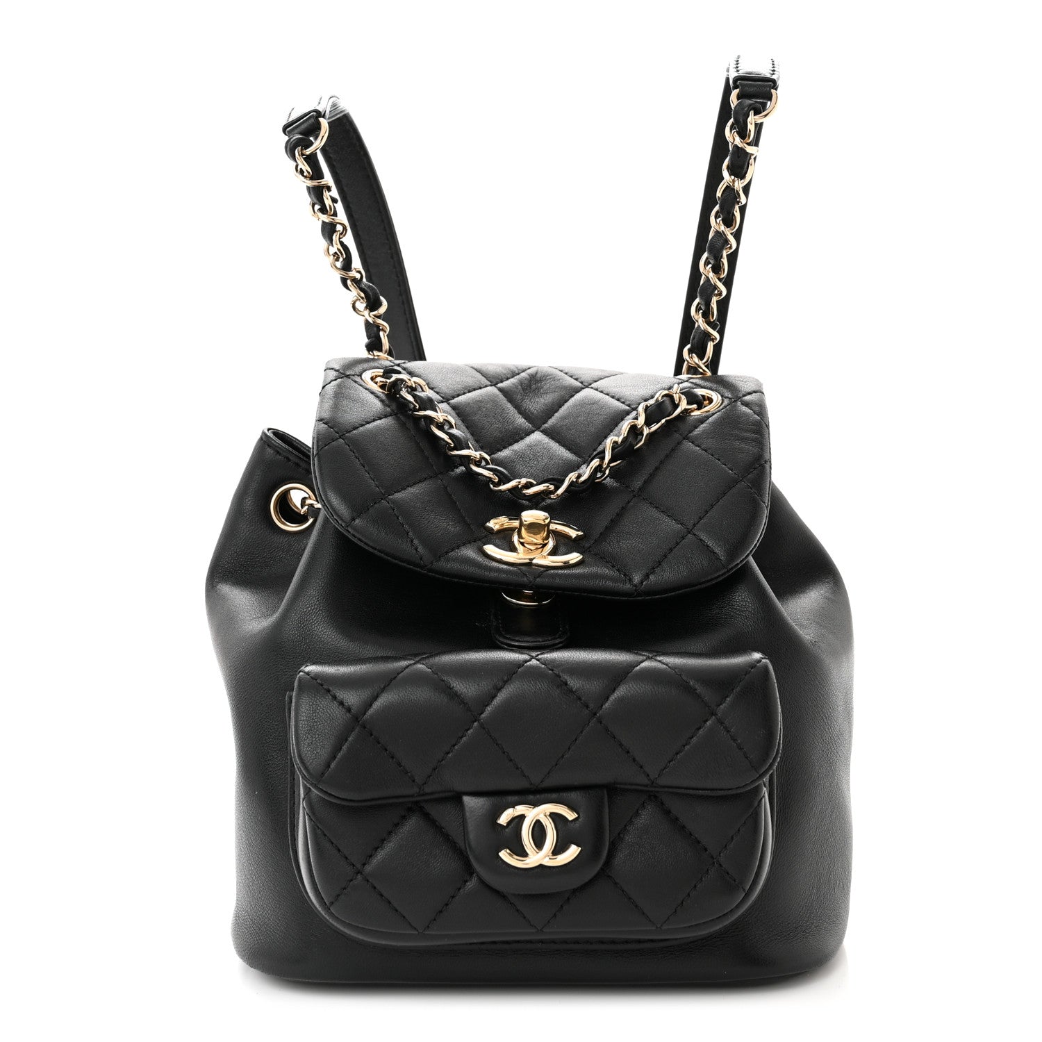Chanel Lambskin Quilted Small Duma Drawstring Backpack Black 1 of 10