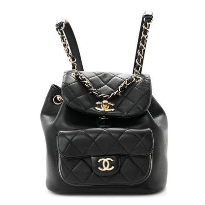 Chanel Lambskin Quilted Small Duma Drawstring Backpack Black 1 of 10