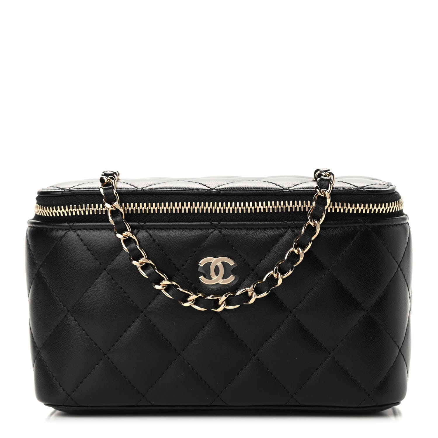 Chanel Lambskin Quilted Small Vanity Case With Chain Black 1 of 9