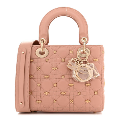 Christian Dior Lambskin Cannage Dragonfly Studs Small Lady Dior Rose Des Vents 1 of 10