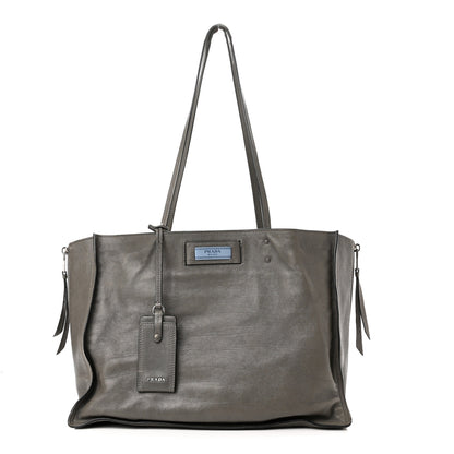 Prada Glace Calfskin Etiquette Shopping Bag Marine Astrale 1 of 15