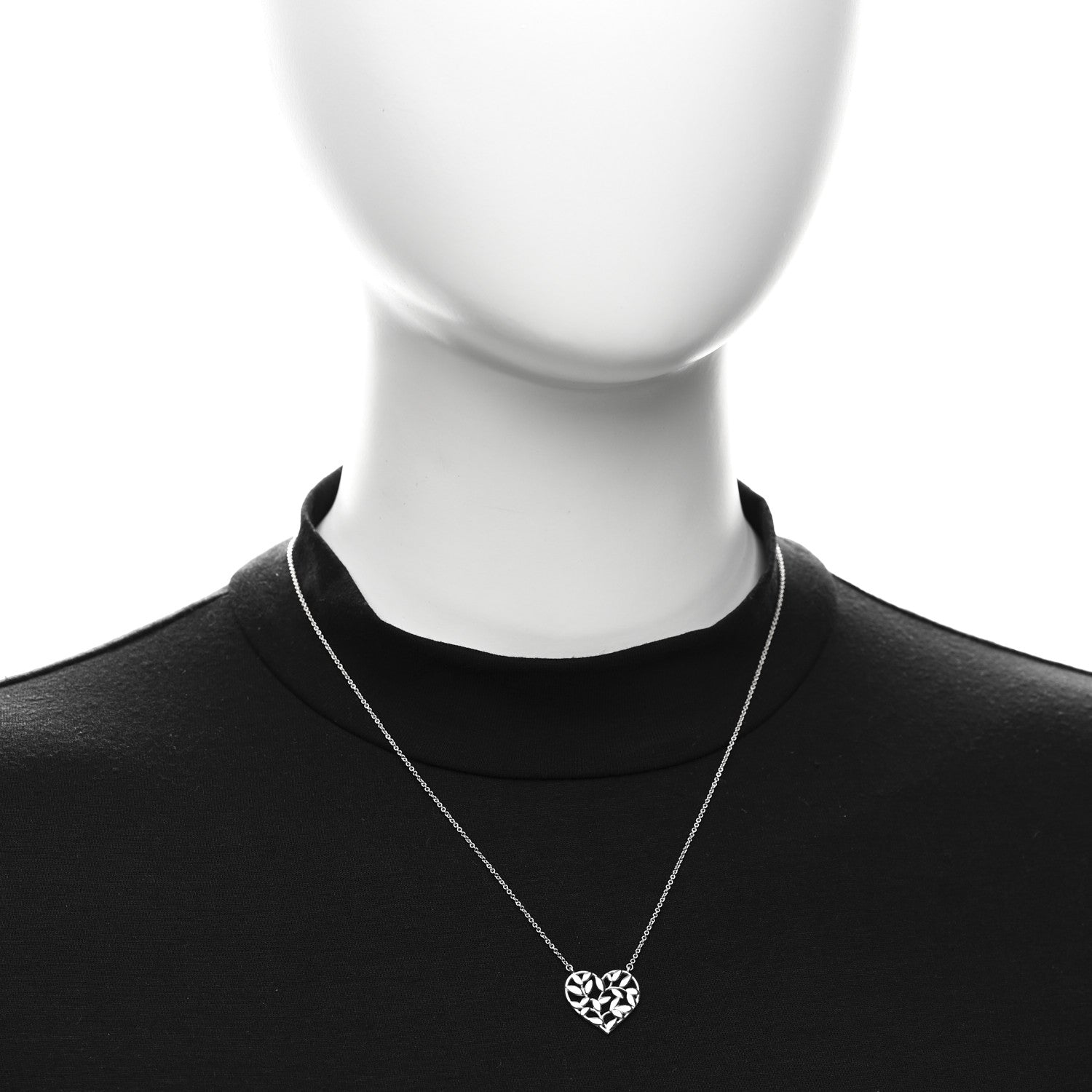 Tiffany Sterling Silver Paloma Picasso Olive Leaf Heart Pendant Necklace 2 of 5