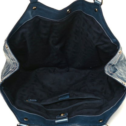 Gucci Metallic Guccissima Large Sukey Tote Blue 5 of 14