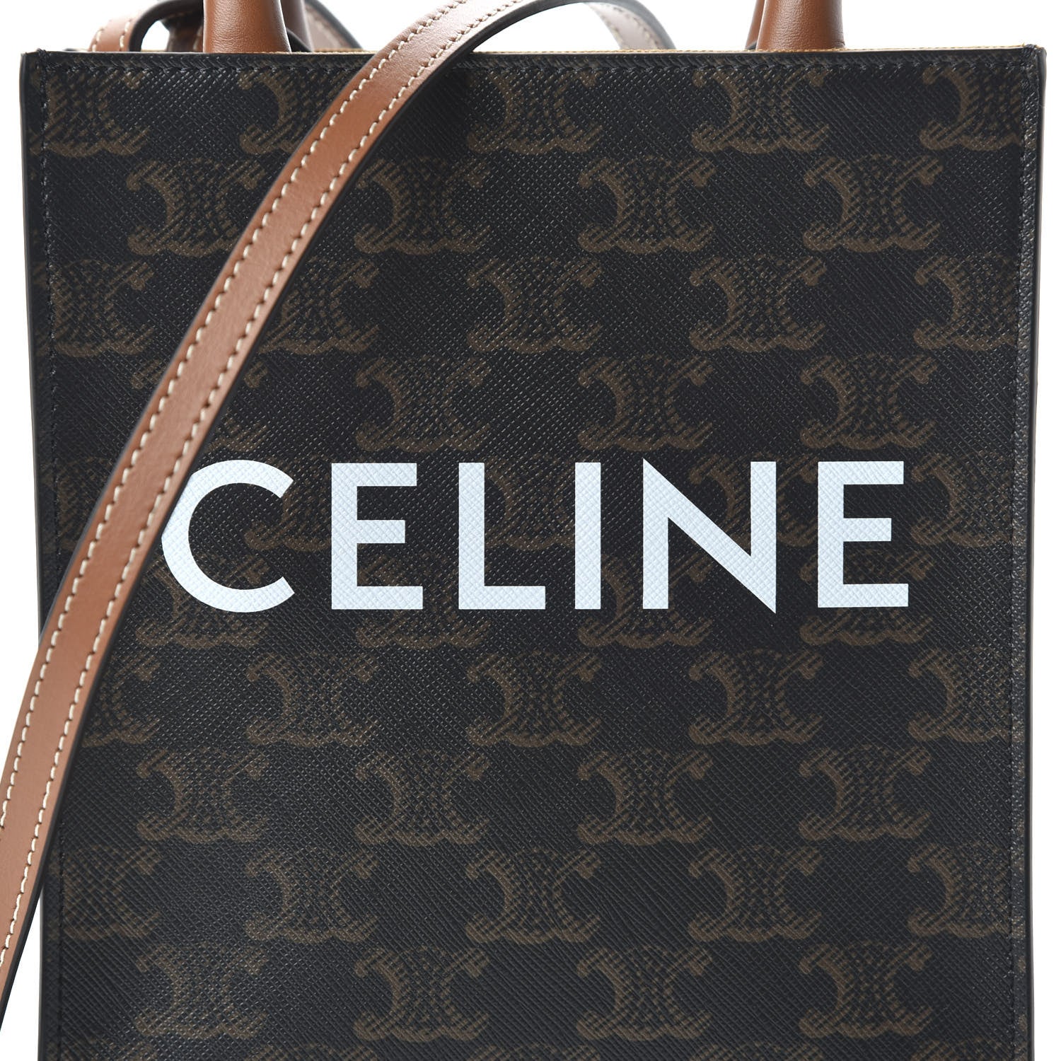 Celine Triomphe Canvas Calfskin Mini Vertical Cabas Tan 8 of 8
