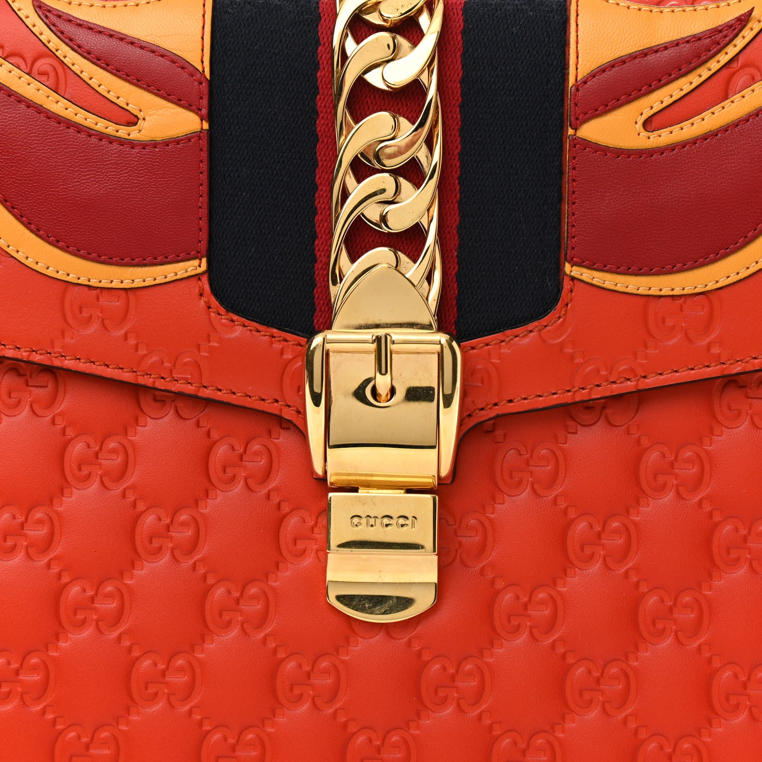 Gucci Guccissima Signature Medium Sylvie Top Handle Bag Orange 8 of 10