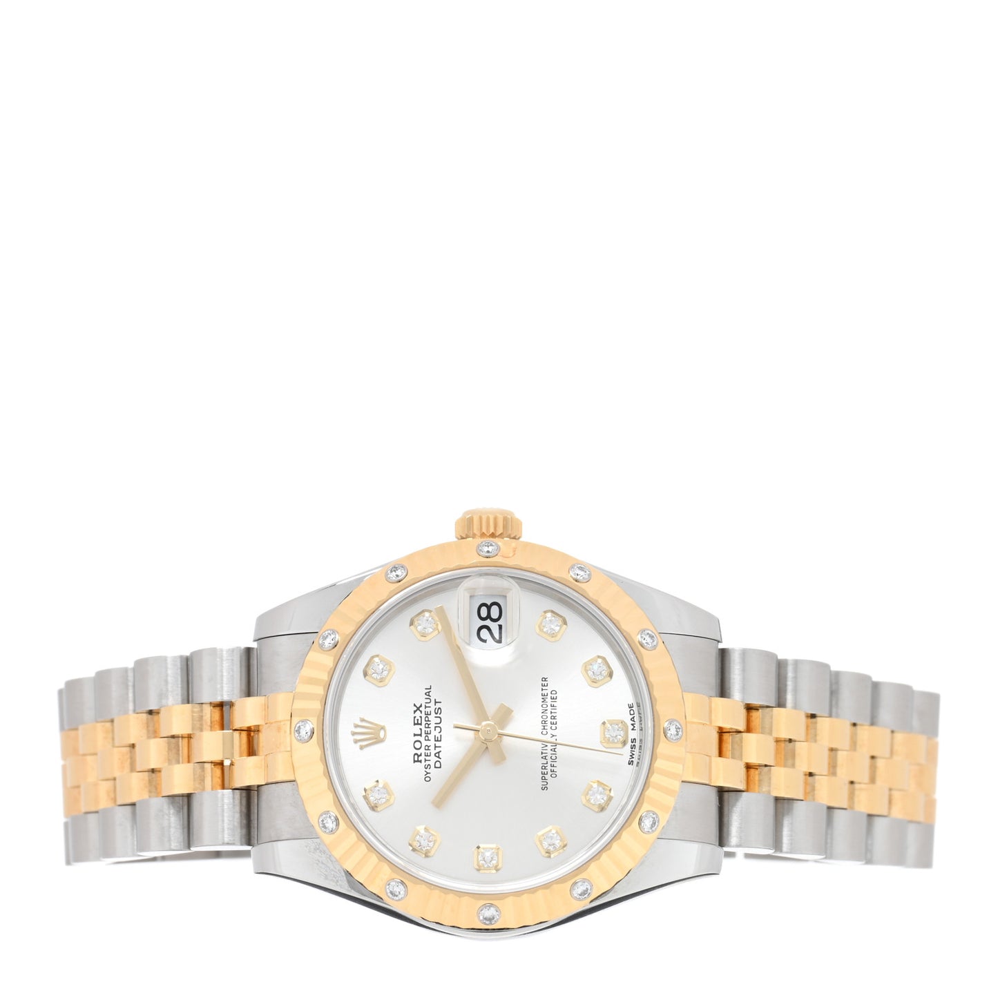 Stainless Steel 18K Yellow Gold Diamond 31mm Oyster Perpetual Datejust Watch Silver 178313