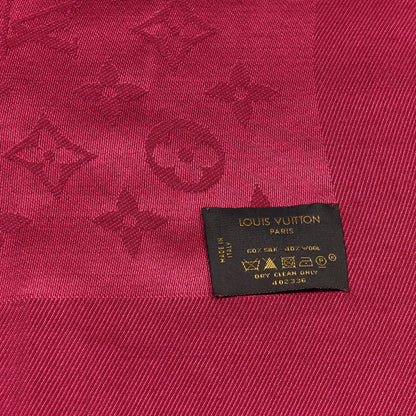 Louis Vuitton Silk Wool Monogram Shawl Wine Red 3 of 3