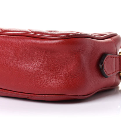 Gucci Calfskin Matelasse Mini GG Marmont Chain Shoulder Bag Hibiscus Red 11 of 12