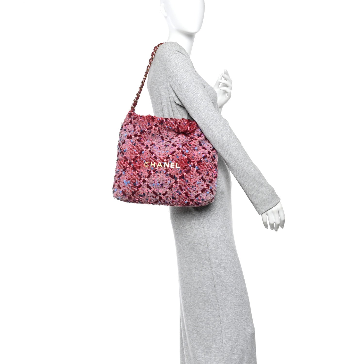 Chanel Tweed Quilted Chanel 22 Pink Burgundy 2 of 16