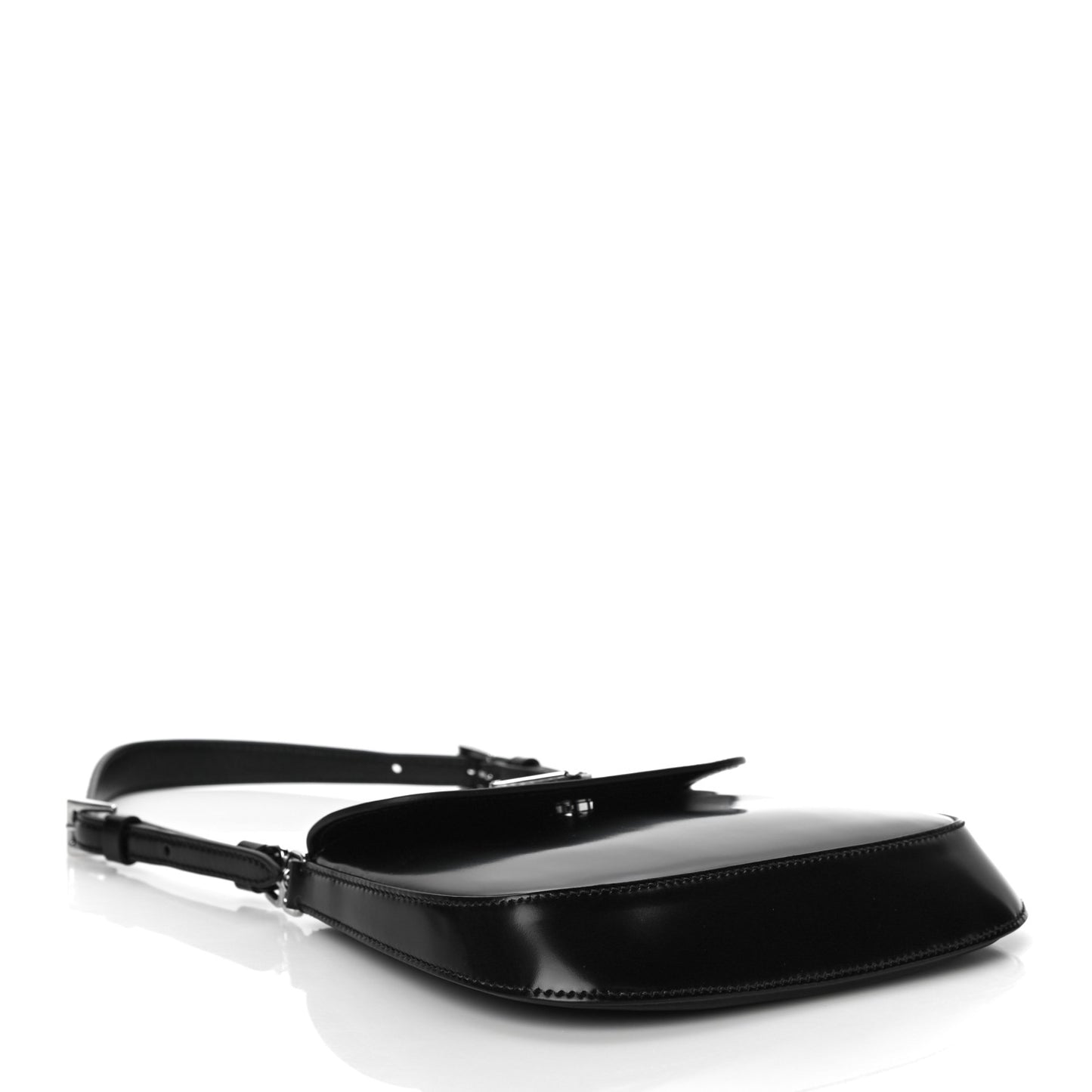 Spazzolato Mini Cleo Flap Adjustable Strap Shoulder Bag Black